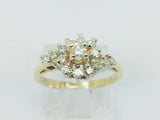 10k Yellow Gold 45pt Round Cut Diamond Cluster Ring