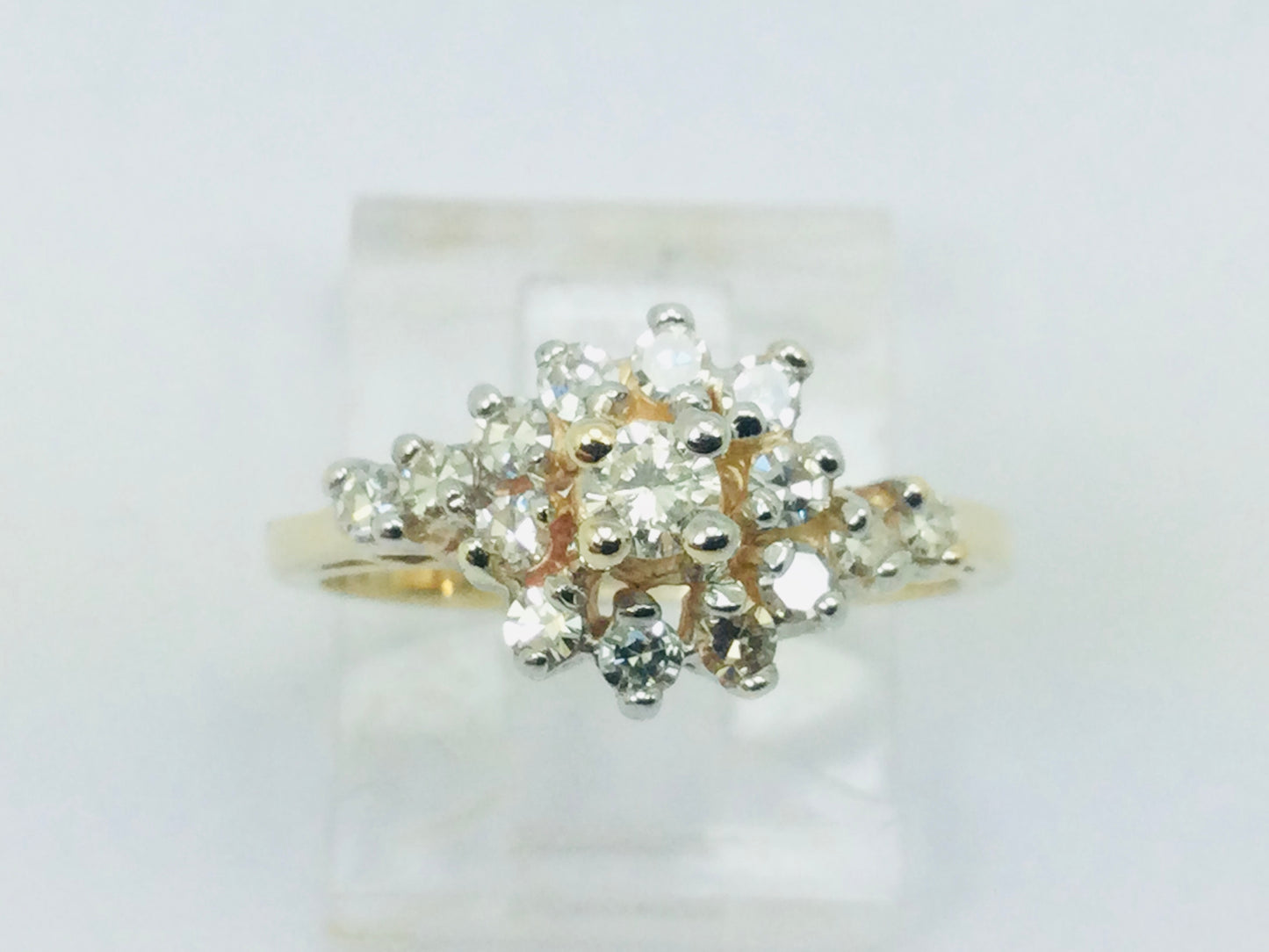 10k Yellow Gold 45pt Round Cut Diamond Cluster Ring