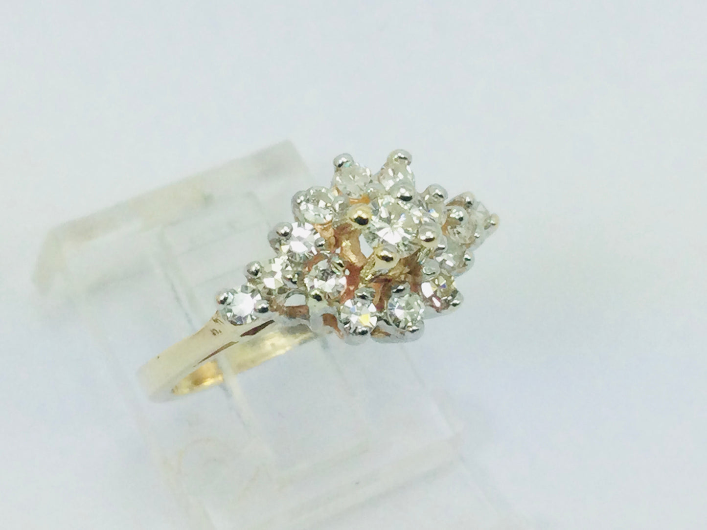 10k Yellow Gold 45pt Round Cut Diamond Cluster Ring