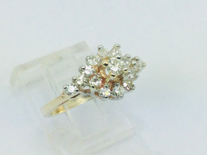 10k Yellow Gold 45pt Round Cut Diamond Cluster Ring