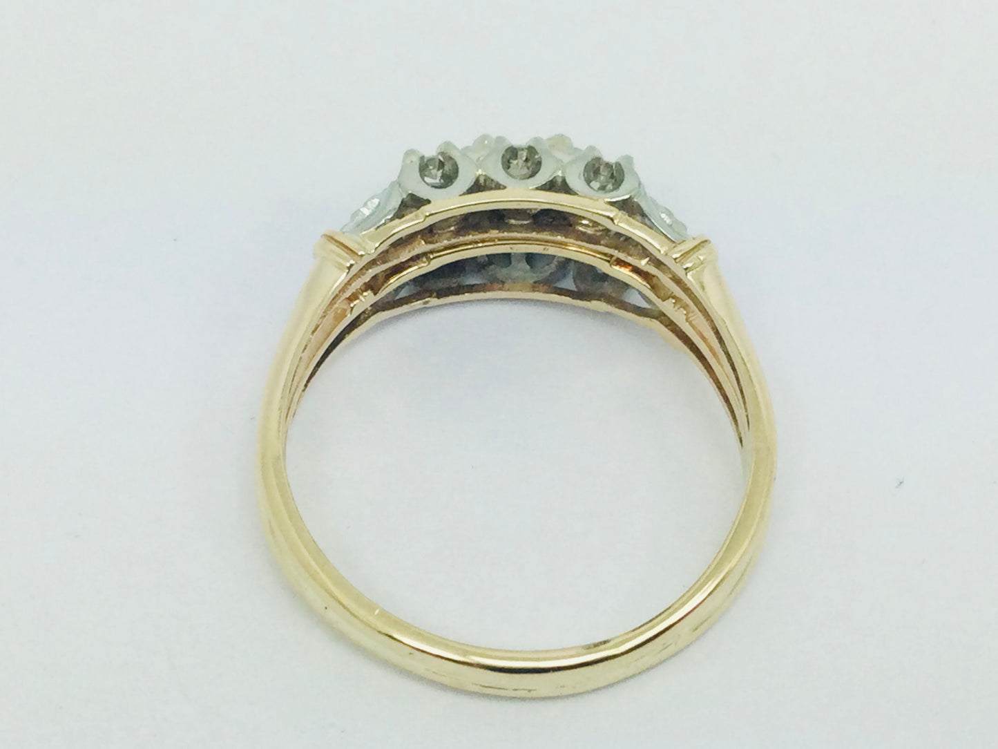 14k White and Yellow Gold 32.5pt Round Cut Diamond Vintage Engagement Ring & Wedding Band