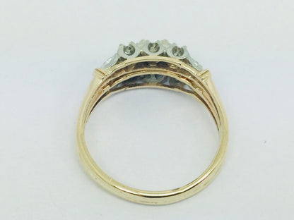 14k White and Yellow Gold 32.5pt Round Cut Diamond Vintage Engagement Ring & Wedding Band