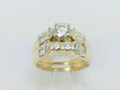 14k Yellow Gold 46pt Round Cut Diamond Wedding Band Ring
