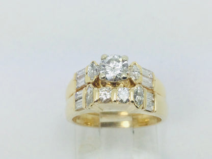 14k Yellow Gold 46pt Round Cut Diamond Wedding Band Ring