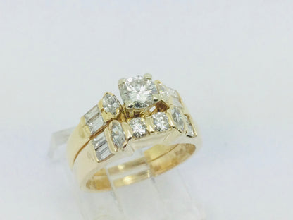 14k Yellow Gold 46pt Round Cut Diamond Wedding Band Ring