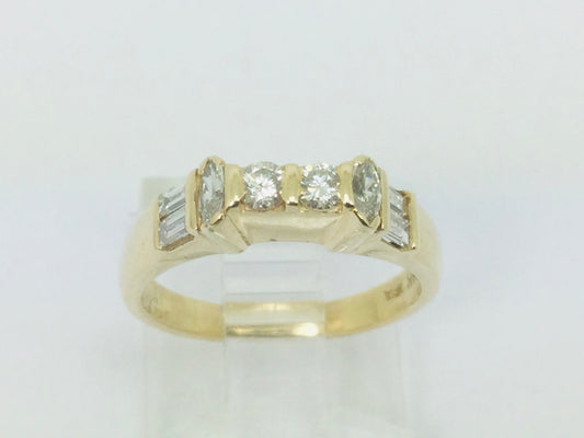14k Yellow Gold 46pt Round Cut Diamond Wedding Band Ring