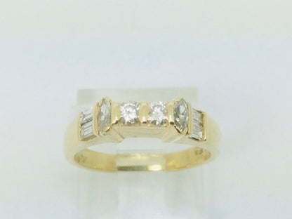 14k Yellow Gold 46pt Round Cut Diamond Wedding Band Ring