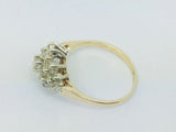 14k Yellow Gold 50pt Round Cut Diamond Cluster Ring