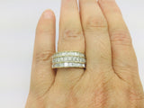 14k Yellow Gold 1.5ct Round and Baguette Cut Diamond Row Set Ring