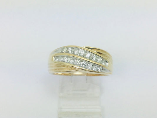 14k Yellow Gold Round Cut 0.5c0t Diamond Row Set Ring