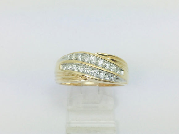 14k Yellow Gold Round Cut 0.5ct Diamond Row Set Ring