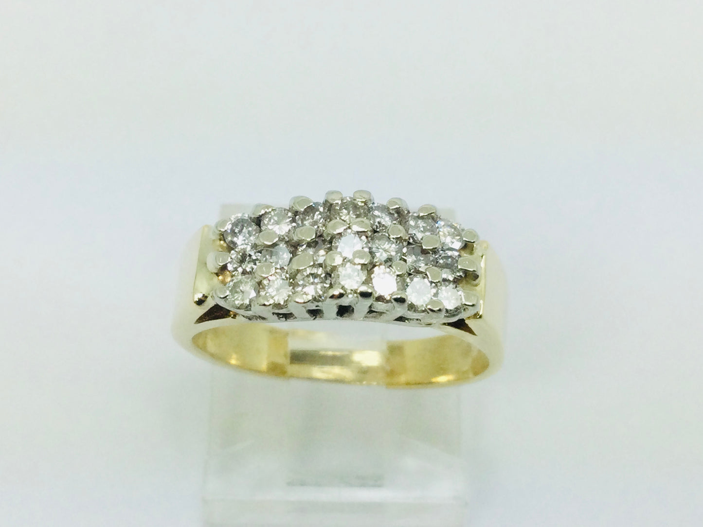 10k Yellow Gold Round Cut 0.42ct Diamond Row Set Cluster Ring