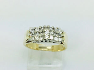 10k Yellow Gold Round Cut 42pt Diamond Row Set Cluster Ring