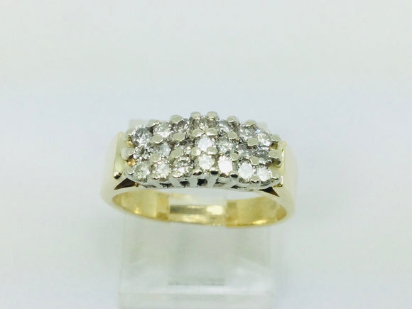 10k Yellow Gold Round Cut 42pt Diamond Row Set Cluster Ring