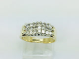 10k Yellow Gold Round Cut 42pt Diamond Row Set Cluster Ring