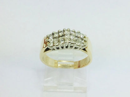 10k Yellow Gold Round Cut 0.42ct Diamond Row Set Cluster Ring
