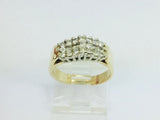 10k Yellow Gold Round Cut 42pt Diamond Row Set Cluster Ring