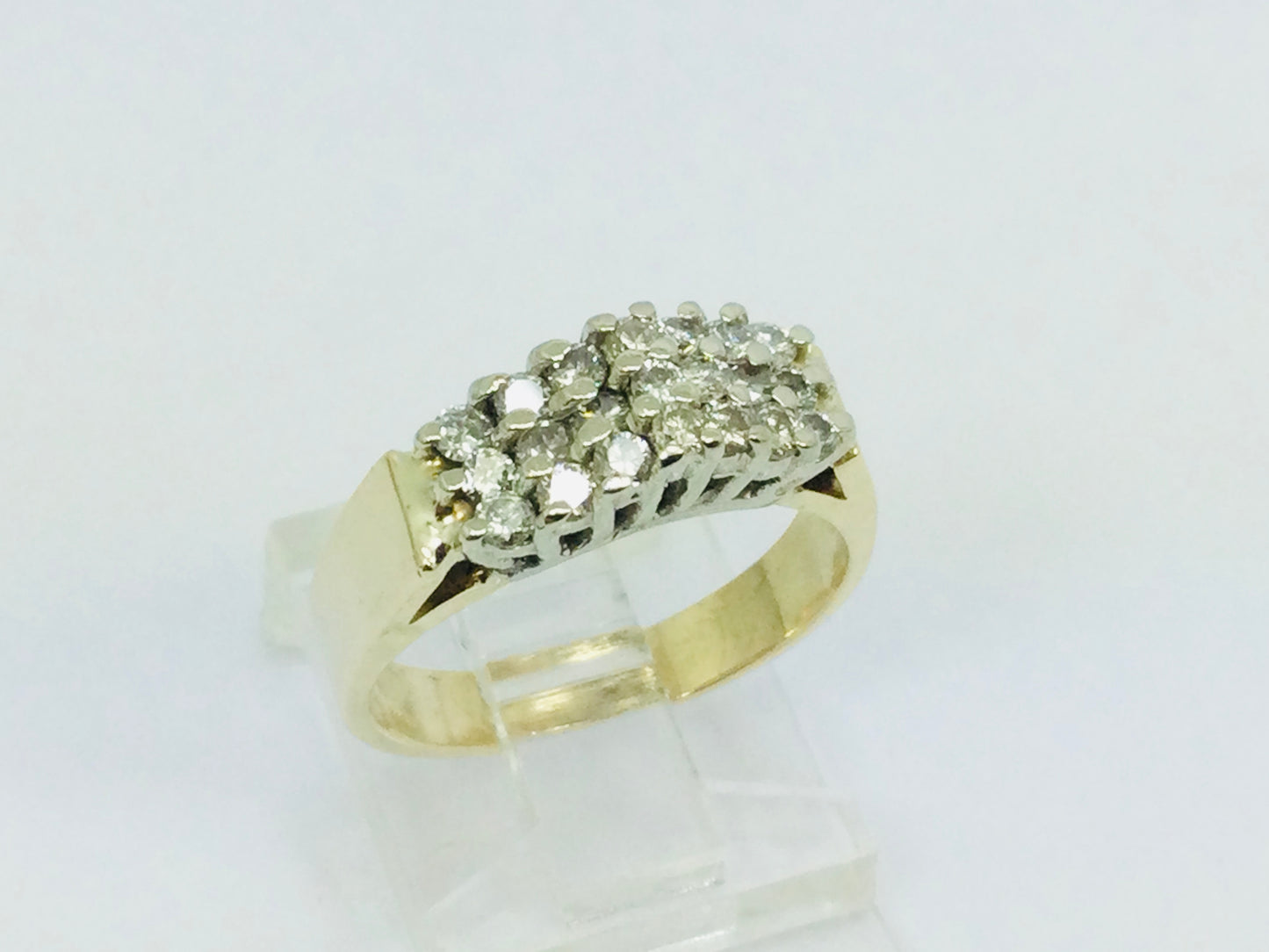 10k Yellow Gold Round Cut 0.42ct Diamond Row Set Cluster Ring