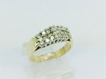 10k Yellow Gold Round Cut 0.42ct Diamond Row Set Cluster Ring