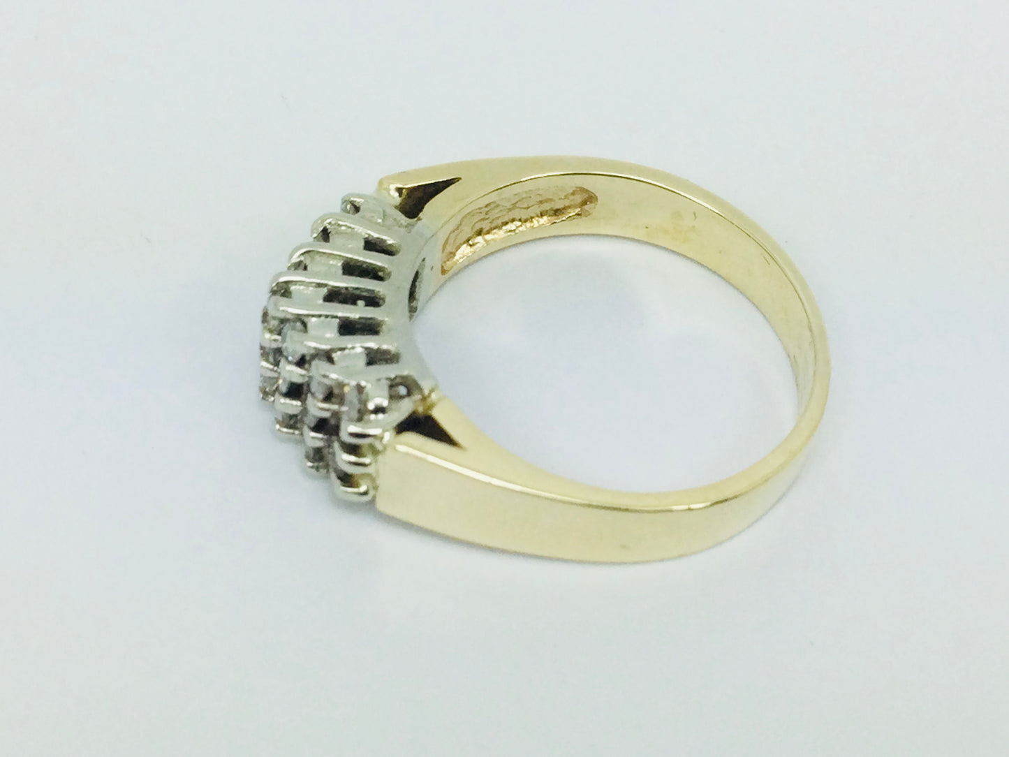 10k Yellow Gold Round Cut 0.42ct Diamond Row Set Cluster Ring