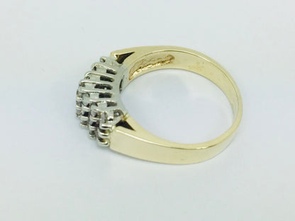 10k Yellow Gold Round Cut 0.42ct Diamond Row Set Cluster Ring