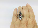 10k Yellow Gold Round Cut 11pt Ruby, 22pt Sapphire and 36pt Diamond Vintage Ring