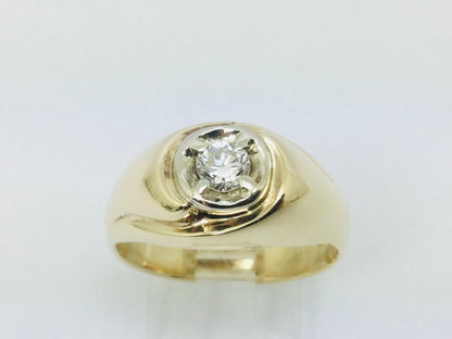 14k Yellow Gold Round Cut 0.32ct Diamond Solitaire Ring