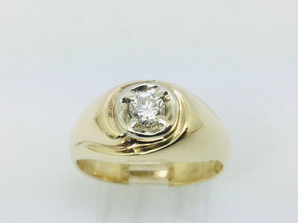 14k Yellow Gold Round Cut 32pt Diamond Solitaire Ring