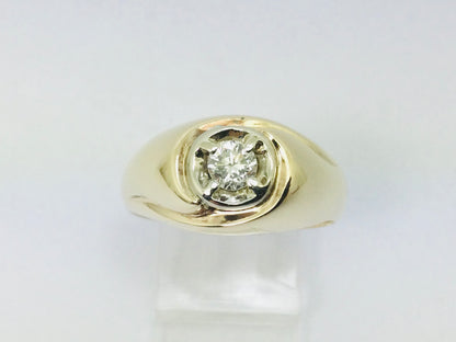 14k Yellow Gold Round Cut 0.32ct Diamond Solitaire Ring