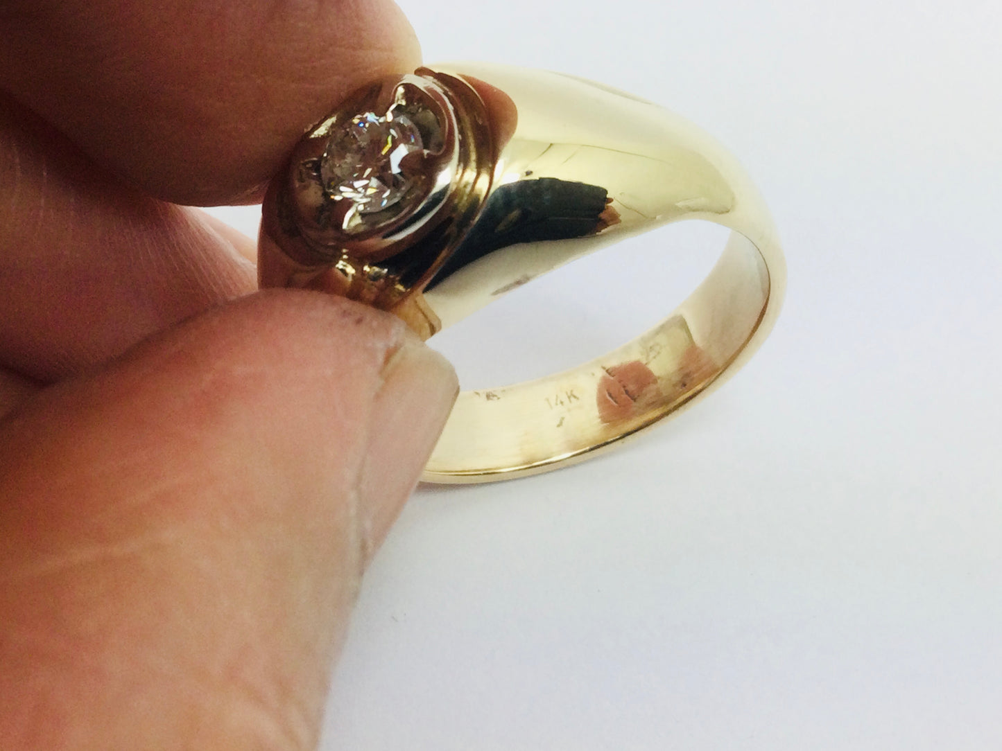 14k Yellow Gold Round Cut 0.32ct Diamond Solitaire Ring