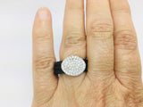 Charriol 18k White Gold Round Cut 53pt Diamond Cluster and Black Cable Stainless Steel Ring