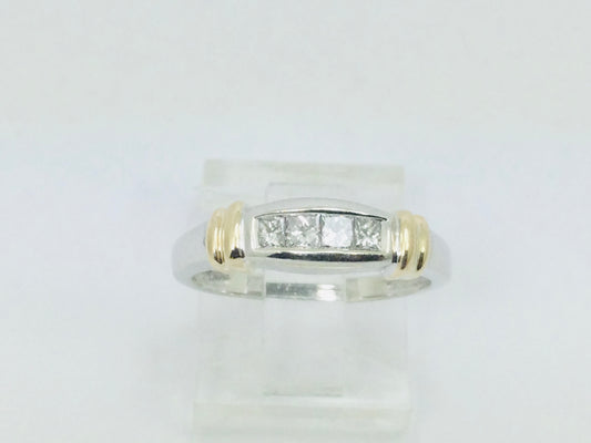 14k White Gold Princess Cut 32pt Diamond Row Set Band Ring