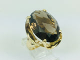 14k Yellow Gold 21.7ct Oval Cut Smoky Topaz November Birthstone Ring