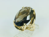 14k Yellow Gold 21.7ct Oval Cut Smoky Topaz November Birthstone Ring