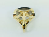 14k Yellow Gold 21.7ct Oval Cut Smoky Topaz November Birthstone Ring