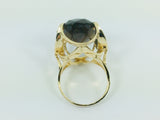 14k Yellow Gold 21.7ct Oval Cut Smoky Topaz November Birthstone Ring