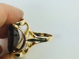 14k Yellow Gold 21.7ct Oval Cut Smoky Topaz November Birthstone Ring