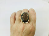 14k Yellow Gold 21.7ct Oval Cut Smoky Topaz November Birthstone Ring