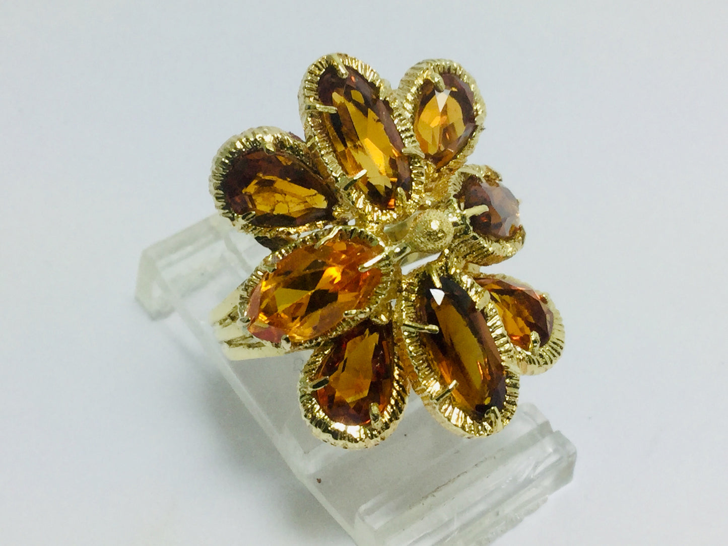 18k Yellow Gold Oval & Pear Cut Citrine November Birthstone Ring