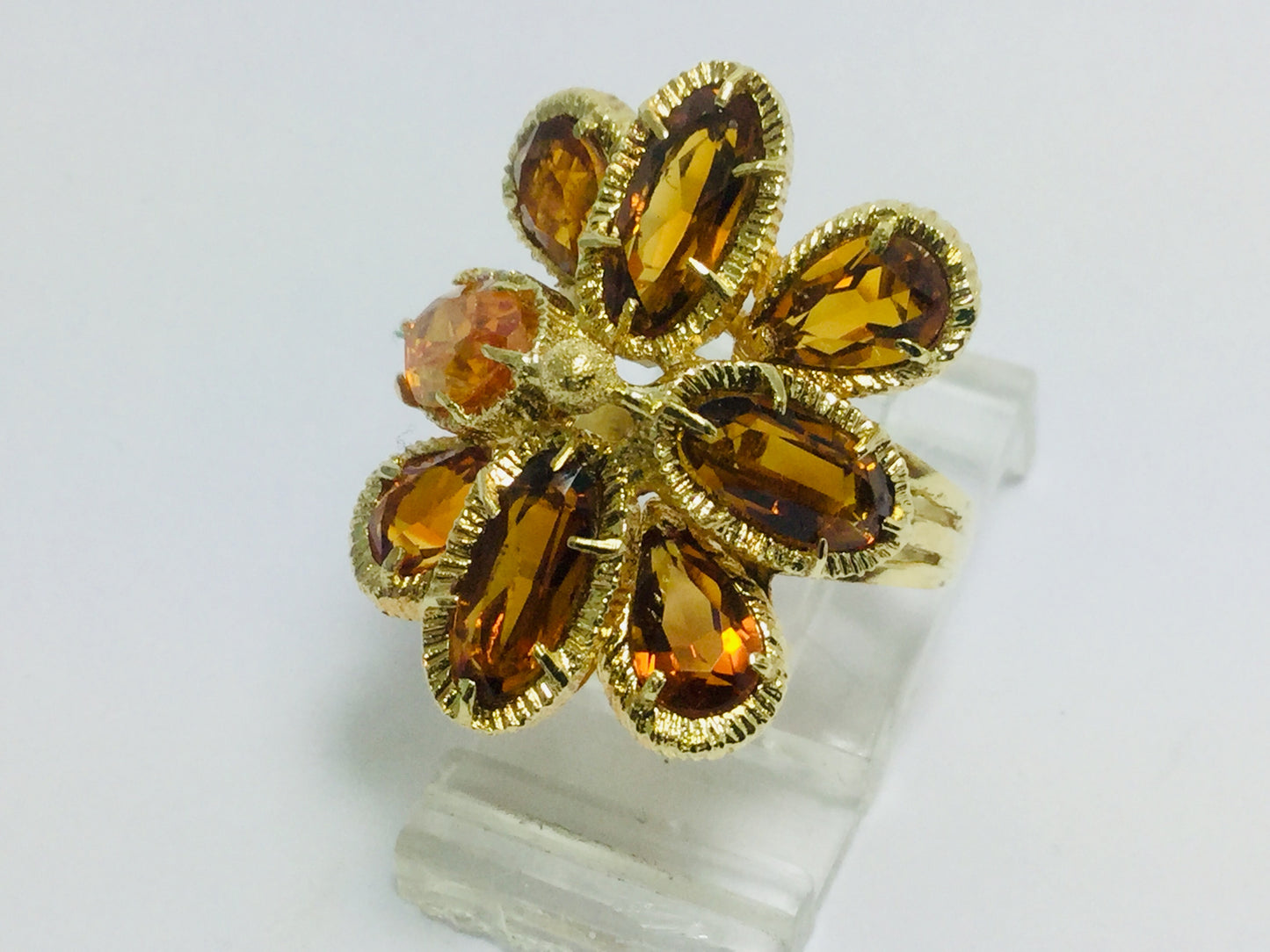18k Yellow Gold Oval & Pear Cut Citrine November Birthstone Ring