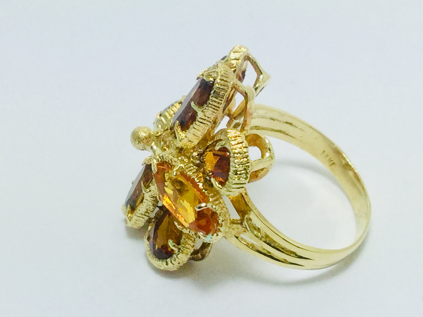 18k Yellow Gold Oval & Pear Cut Citrine November Birthstone Ring