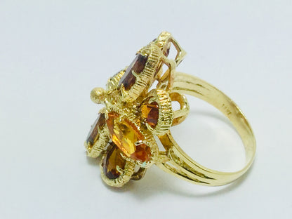 18k Yellow Gold Oval & Pear Cut Citrine November Birthstone Ring