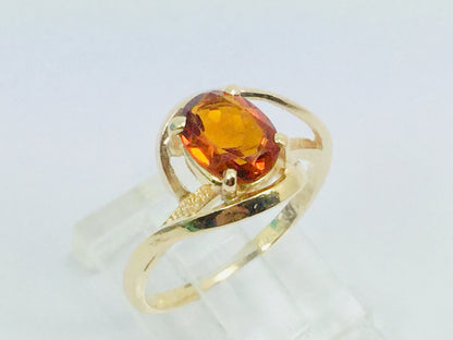14k Yellow Gold Oval Cut Citrine November Birthstone Ring