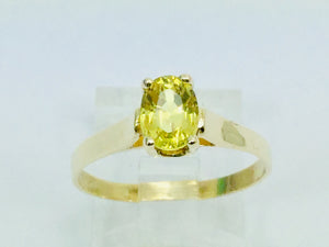 10k Yellow Gold Oval Cut Genuine Yellow Sapphire Ring
