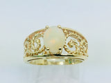 10k Yellow Gold Green Opal October Birthstone Ring
