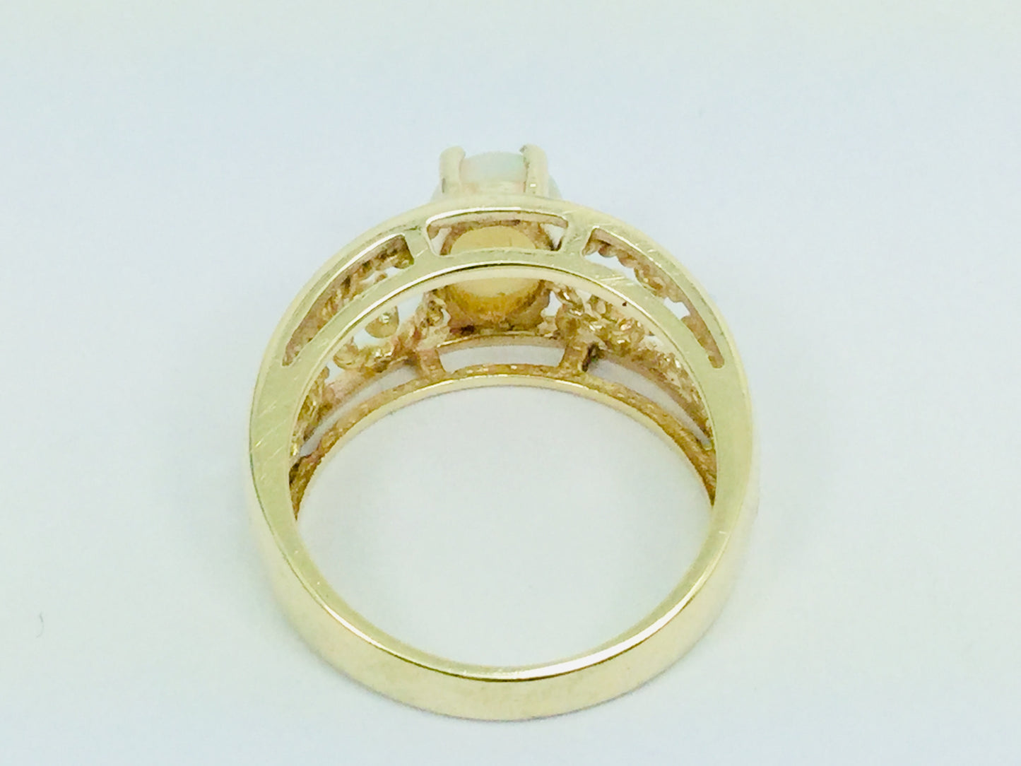10k Yellow Gold Green Opal October Birthstone Ring