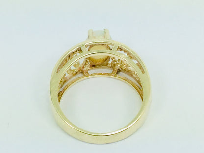 10k Yellow Gold Green Opal October Birthstone Ring