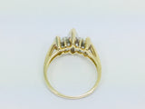 10k Yellow Gold Marquise Cut Green Opal October Birthstone & Diamond Ring