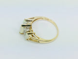 10k Yellow Gold Marquise Cut Green Opal October Birthstone & Diamond Ring