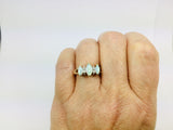 10k Yellow Gold Marquise Cut Green Opal October Birthstone & Diamond Ring